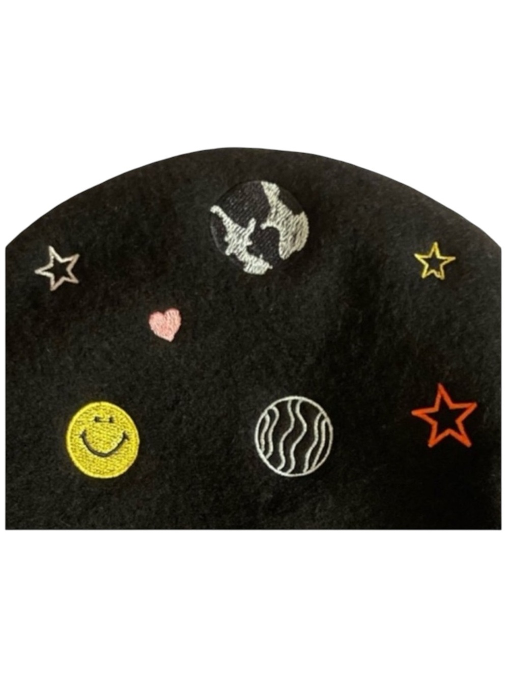 Rare: new Valfré ☻ Saturn Embroidered Wool Beret ☻ Black ☻ 1SFA Limited Edition - Picture 5 of 16